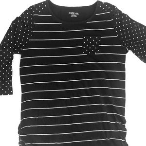 Juniors black and white blouse